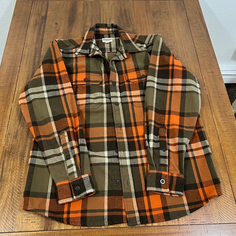 Men's JAVA PLAID Ultimate Flannel Button Down Shirt NEW RedHead Size Large